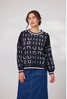 SQUARE PRINT TOP - black/navy